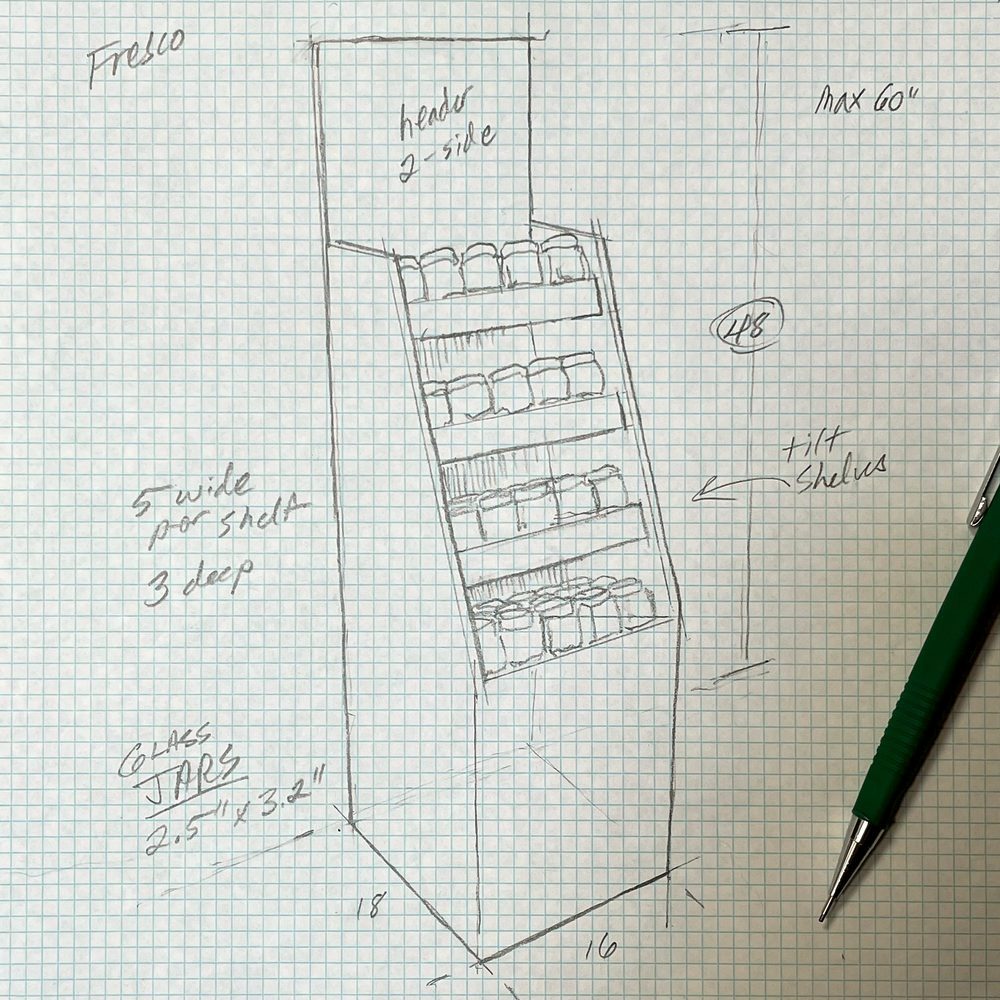 Napkin sketch of a temporary POP display concept