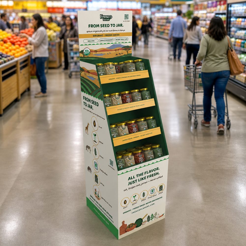 Temporary POP display on the retail floor
